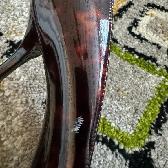 Stuart Weitzman Women's Tortoise Print Patent Leather Heel 8 Peep Toe Stiletto - Picture 8 of 10